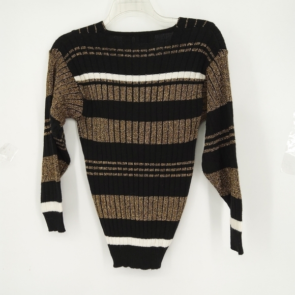 CRISTINA'S VINTAGE GOLD GLITTER RIBBED SWEATER SIZE SMALL - Picture 7 of 7